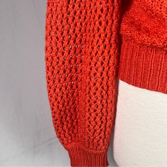 Anthropologie Guinevere Purl Wise Sweater Women Medium Wool Pumpkin Spice Orange - Picture 5 of 13